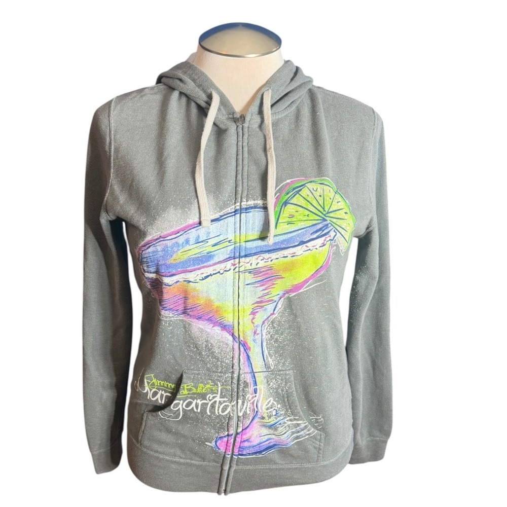 Jimmy Buffett Margaritaville Gray Full Zip Hoodie Margarita Graphic XL